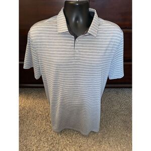 Lululemon Men's Gray Striped Polo Performance Activewear Stretch Light‎